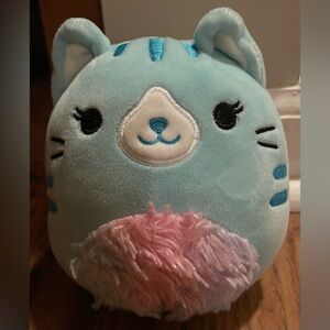 Squishmallow Corrina the Teal Cat 5” Plush Stuffed Animal Blue Rainbow Belly